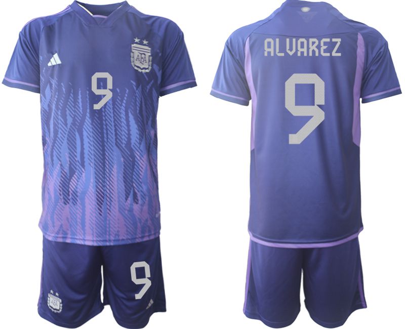 Men 2022 World Cup National Team Argentina away purple 9 Soccer Jersey